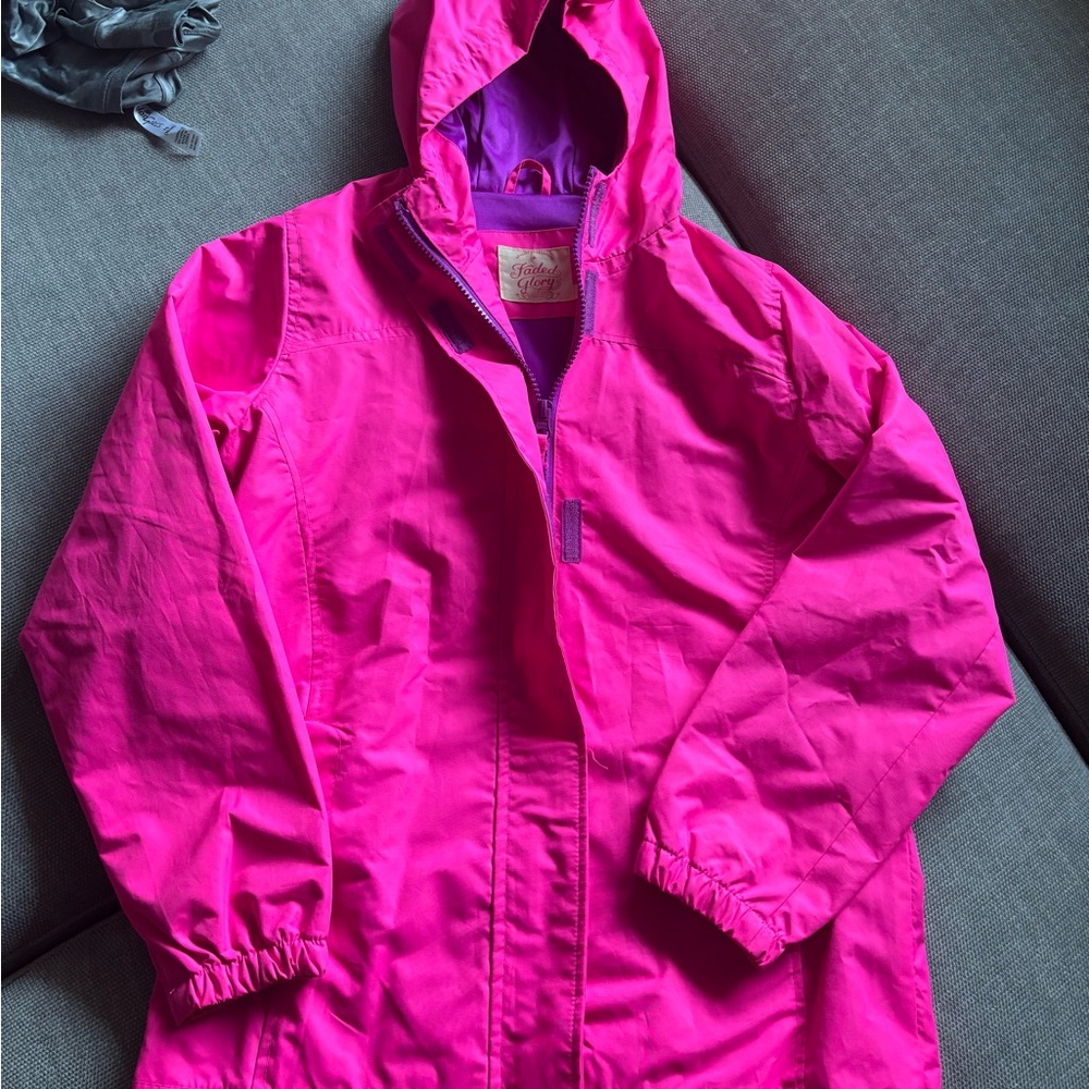 Vibrant Pink Hooded Rain Jacket